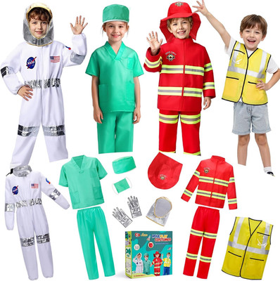 Kids Role Play Dress up Clothes for 3-8 Years Old, 4 in 1 Career Character