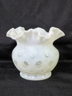 Fenton Coin Dot French Opalescent Vase Ruffled Rim Vintage Art Glass Decor 5"