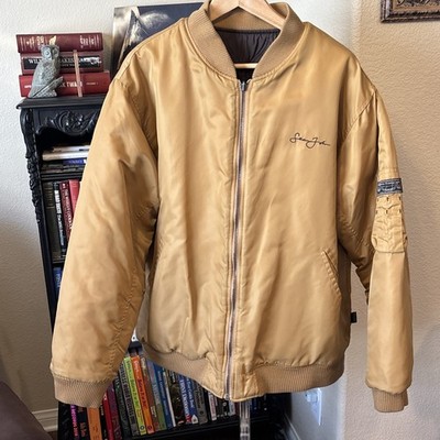 Vtg Y2K Sean John Reversible Aviator Puffer Bomber Jacket Brown,Golden Rod Tan L