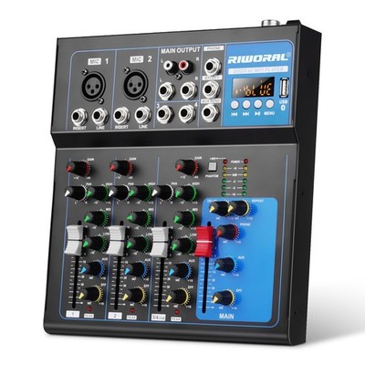 4 Channel Audio Interface USB Audio Mixer Sound Board Mixing Console Built In...
