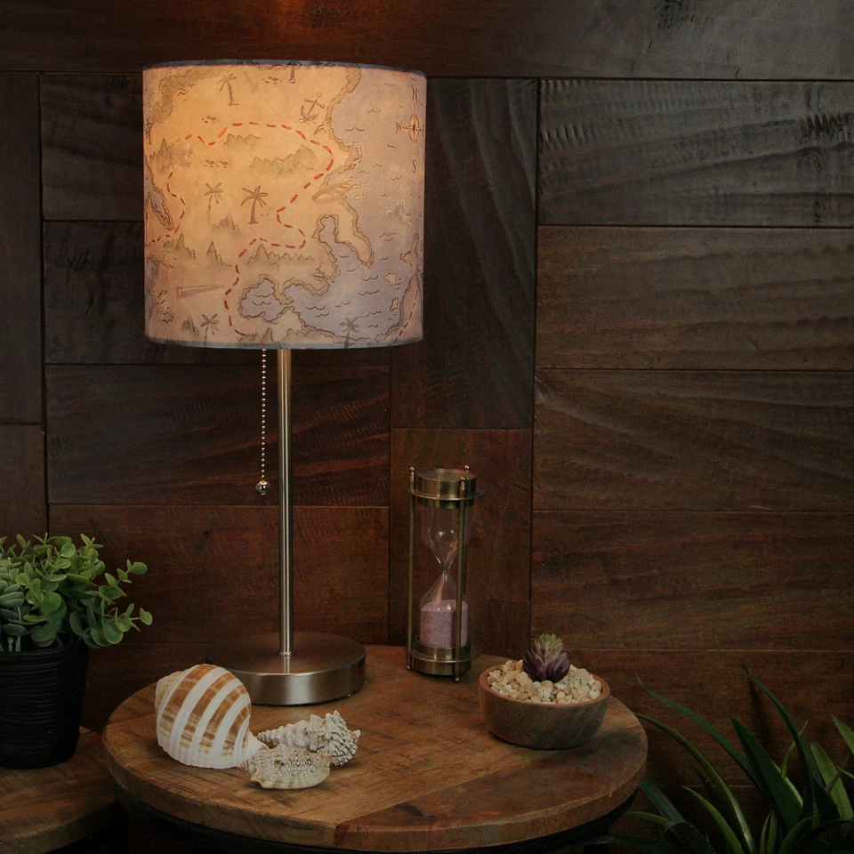 Juego de 2 Lámpara Decorativa Mapa del Tesoro Níquel Cepillado Playa Pirata Costera Foto 4 de 4