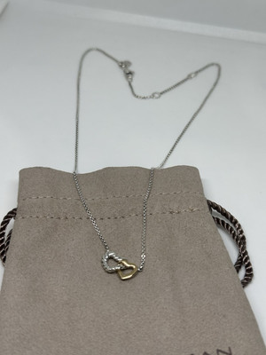 David Yurman Sterling Silver Gold Double Heart Interlocking