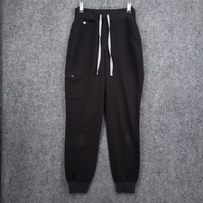 Figs Zamora Jogger Scrub Pants Womens XS Black High Waisted Stretch Drawstring