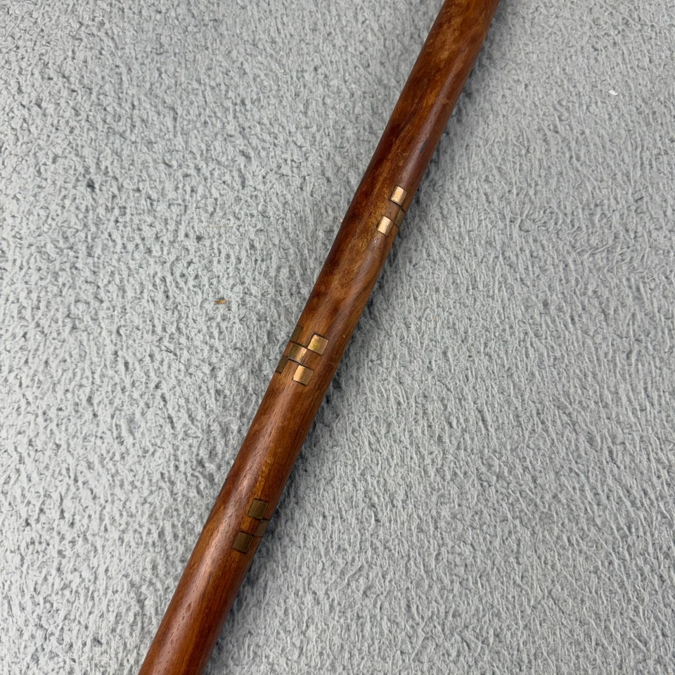 Bastón de latón con mango de cabeza de águila bastón de coleccionista varilla de madera 36" de colección Foto 3 de 4