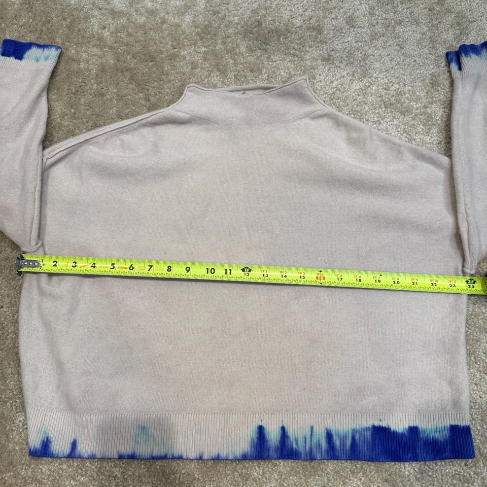 Suéter Anthropologie Beige Cuello Simulado Para Mujer Cachemira Con Acento Azul Talla L Foto 3 de 4