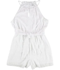 bar III Womens Dot Halter Romper Jumpsuit, brightwhite, M