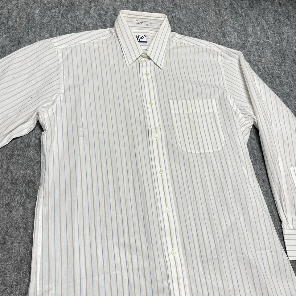 Vestido Camisa Yves Saint Laurent Para Hombres Con Botones Manga Larga Rayas 16 32/33 Foto 3 de 4