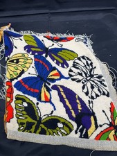 Vintage 1970's Needlepoint Canvas Featuring a Butterflies Design No Frame 12x14