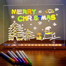 14"x10" LED Drawing Board Acrylic Glow Board 7 Colors Dry Erase Christmas Gifts