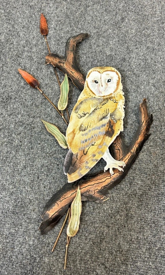 Bovano USA enamel-on-copper 3D owl wall art — handcrafted American studio artisanship at its absolute mid-century peak, museum-worthy.