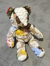 Chenille Patchwork Handmade Multicolor Teddy Bear With Button Eye- 18