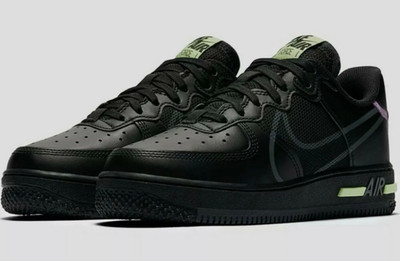 Nike Air Force 1 React Gs Triple Black CD6960-001 Violet Size 6Y = 7.5 Women