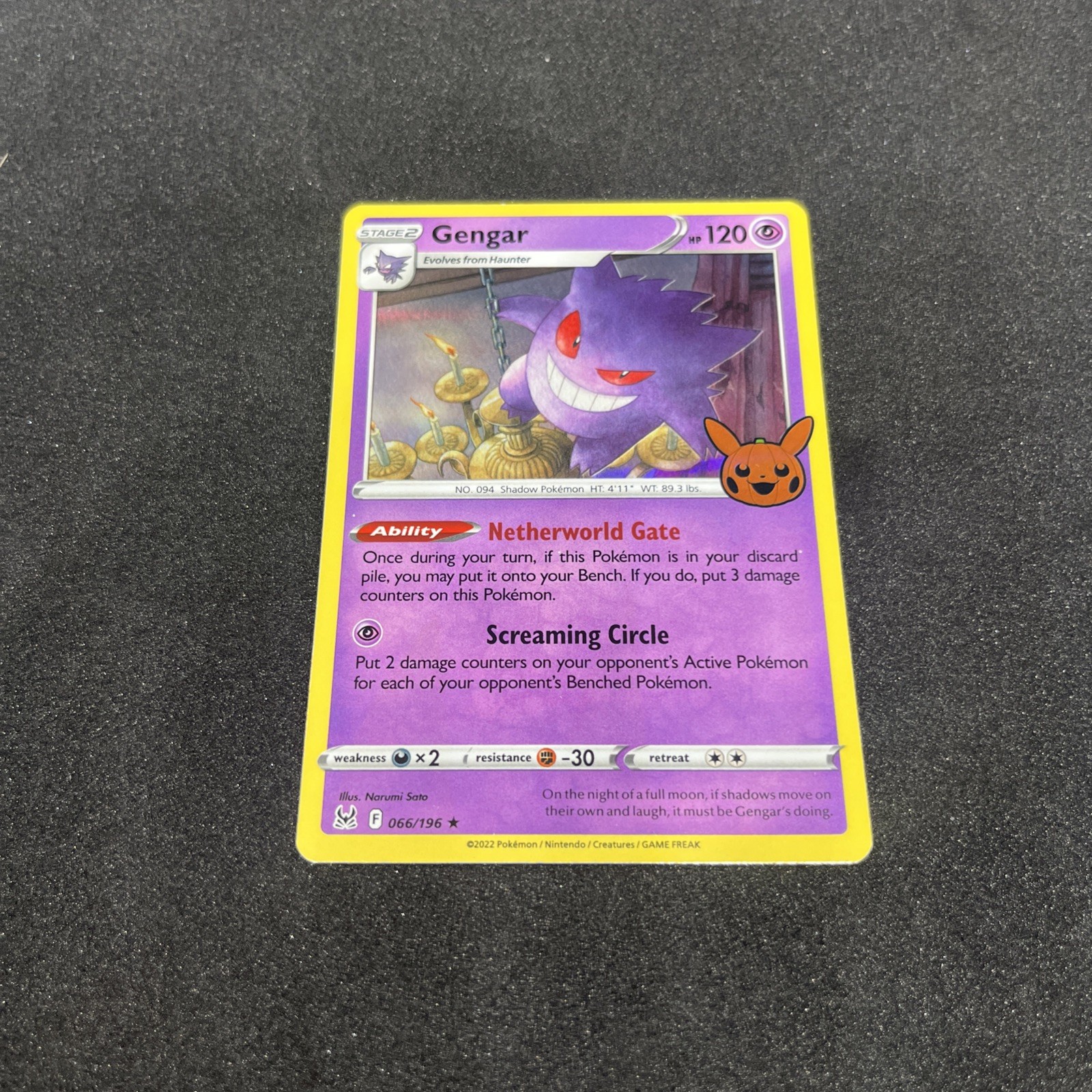 Pokémon TCG Gengar Lost Origin Holo Card 66/196 2022 Rare