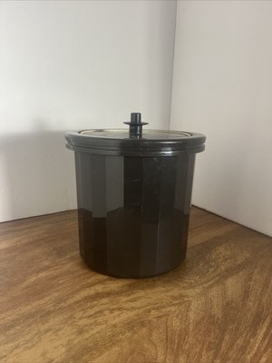 Vintage Tupperware Insulated Ice Bucket #1683 Push Button Lid Brown