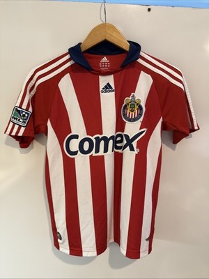 Adidas MLS 12 Jersey Club Deportivo Chivas Comex Climalite size YM Red Stripes