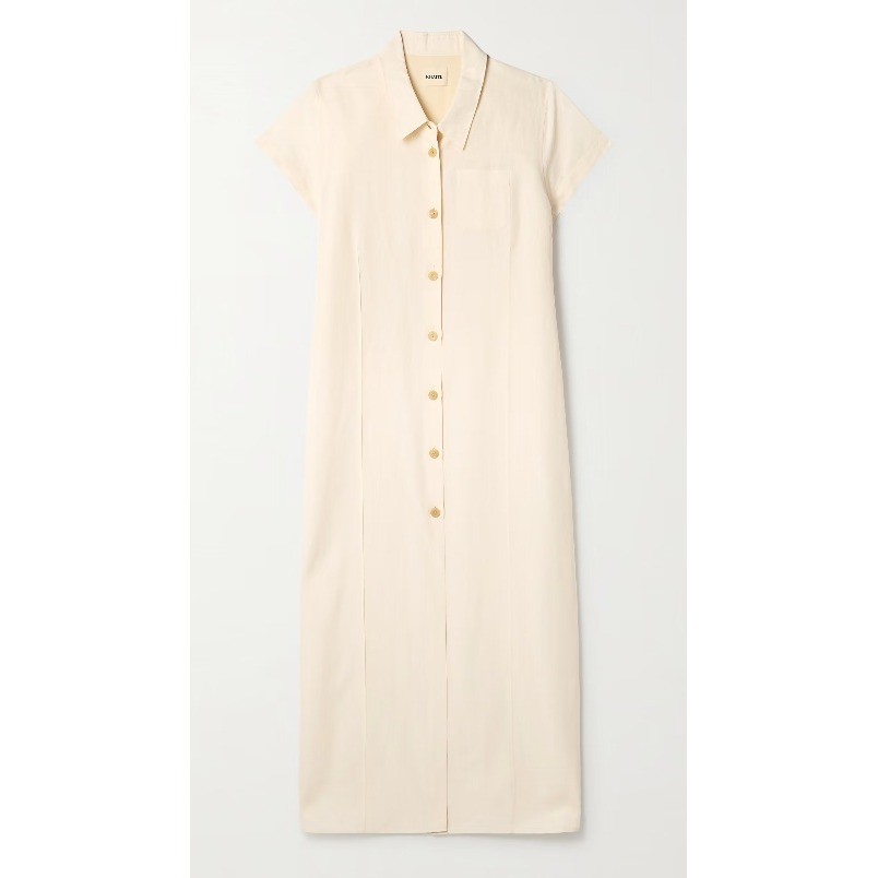 KHAITE Effy Silk and Cotton-Bend Organza Midi Shirt Dress Size Large image 4
