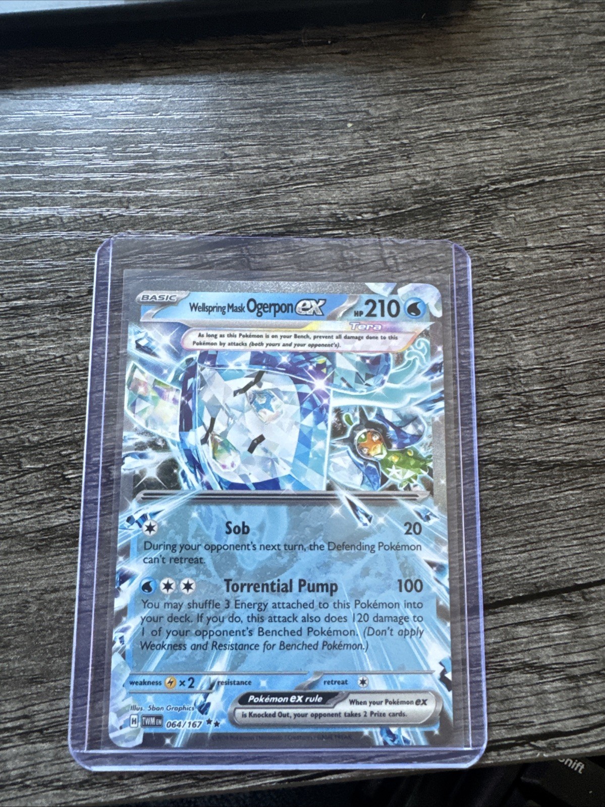 Pokémon TCG Wellspring Mask Ogerpon EX Holo Card 064/167 Twilight Masquerade Nm