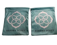 Kendra Scott Jewelry Dust Bag Lot of 2 Pouches Turquoise Pull String Travel
