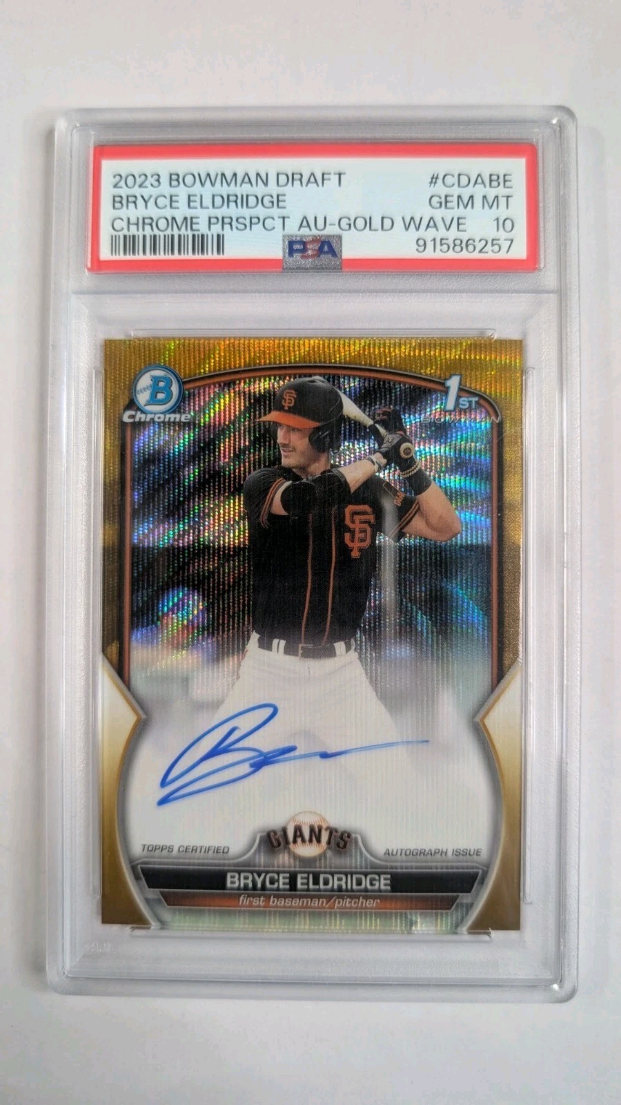 2023 Bowman Chrome 1st Draft Bryce Eldridge Auto Gold Wave /50 PSA 10 Rookie Gem
