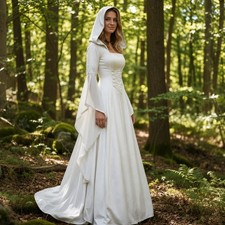 Womens Medieval Hooded Dress Renaissance Costume Gown Viking LARP Reenactment