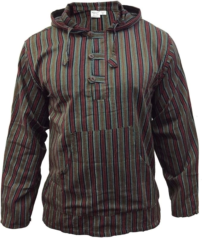 Sweat pour Homme à Capuche Rayé Coton Vert Mix Taille M - Photo 2/4