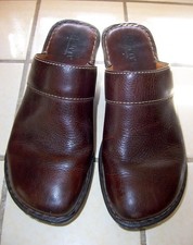 Born Women's Sz 8M Leather Wedge Slip-on Clogs/Mules Brown