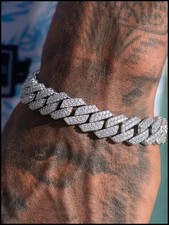 14MM Iced Prong Link Cuban Chain Bracelets for Men Women Full Rhinestones Chunky