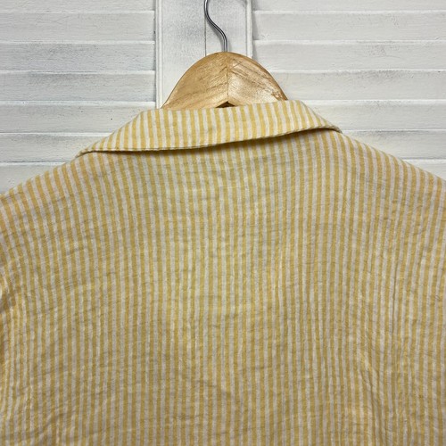 Cotton On Crop Top Womens Medium Yellow Striped Button Up Collared - Picture 6 of 9