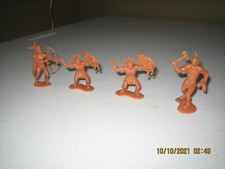 1960  s Marx Indian Tomahawk w/ Scalp Butterscotch Plastic 54mm Cowboy LOT OF 4 