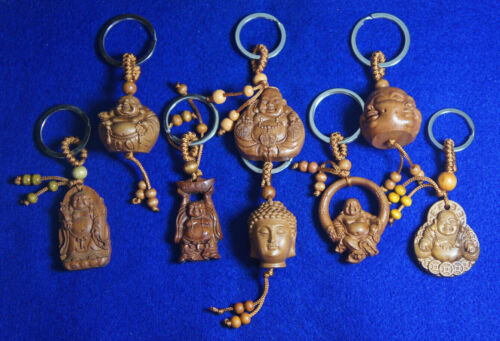 Schlüsselanhänger Glücksbringer Buddha Bodhisattva Holz Rosenholz - Bild 1 von 12