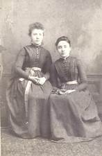 1890 s Two Young Pretty Ladies School Girls CABINET CARD PHOTO Vintage Antique