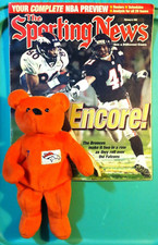 DENVER BRONCOS John Elway Bammers Bear and Magazine Back 2 Back Super Bowls