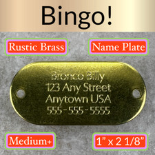 Custom Engraved Tags Personalized Name Plate Tags NAME PLATE BRASS RUSTIC MEDIUM