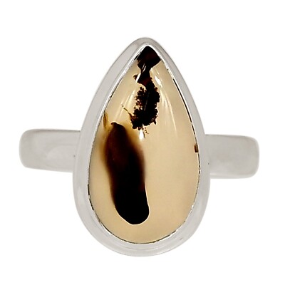 Natural Montana Agate From The Yellowstone River 925 Silver Ring s.6 ALLR-30748