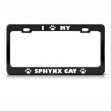Sphynx Cat Black Animal Metal License Plate Frame Tag Holder Two Holes