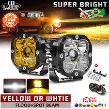 Laser 2pcs 3"inch LED Work Light Amber White Spot Pods Offroad Driving Lights