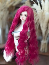 1/3 1/4 1/6 Rose Red Colour Long Hair Wig High Temperature Fiber For Bjd Doll
