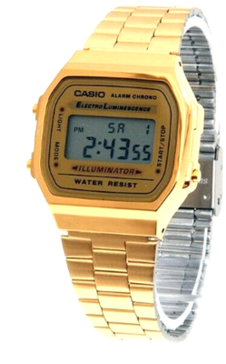 Casio Digital Alarm Chrono Stainless Steel Unisex Watch A168WG-9W