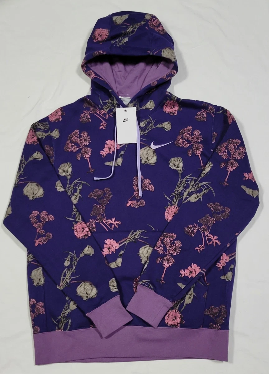 Nike Sportswear Club Hoodie Pullover Fleece Floral DQ3483 540 Mens