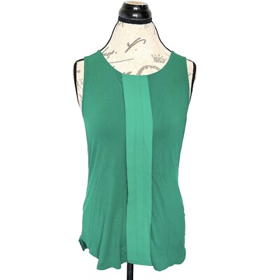The Limited Womens Blouse Top Size Small Green Sleeveles Pleated Stretch Spring 