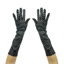 Black Shiny Sequin Gloves - Prom, Bridal Wedding, Cosplay, Costume, Dance, Party