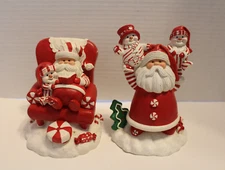 Lot of 2 Encore Group Chris Mints Snowmen & Santa Red & White Figurines 2003