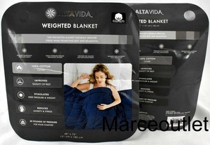 Altavida Cotton Weighted Blanket 15 Pounds 48" X 72" Navy Blue | eBay