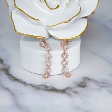 Premium Beautiful Dangle Rose Gold Plated Sterling Silver Earrings Fine Jewelry