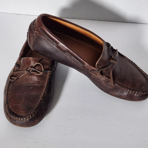 Johnston & Murphy Dark Taupe Leather Driving Moccasins Slip On Shoes Men Sz 8 M 