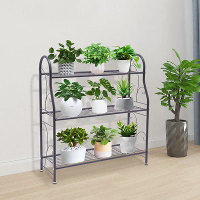 3 Tier Metal Plant Stand Garden Decor Plant Holder Flower Pot Shelf Rack Black