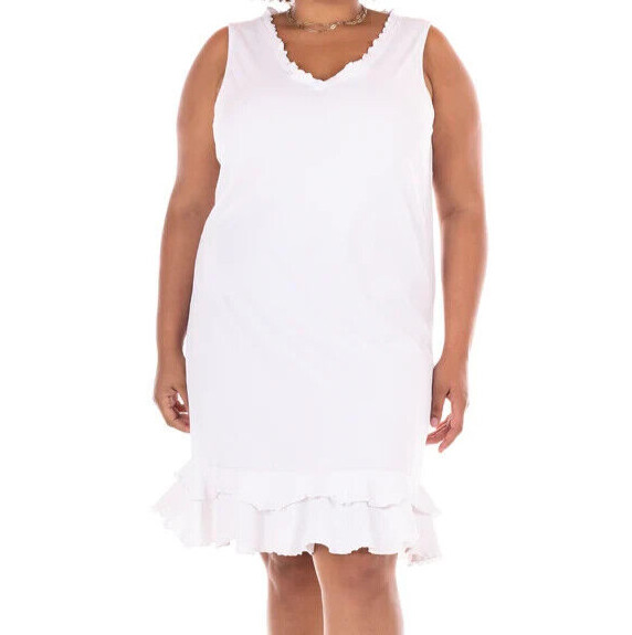 FRESH PRODUCE 2X WHITE SUNRISE Cotton Flounce V Neck Dress $68 NWT New 2X