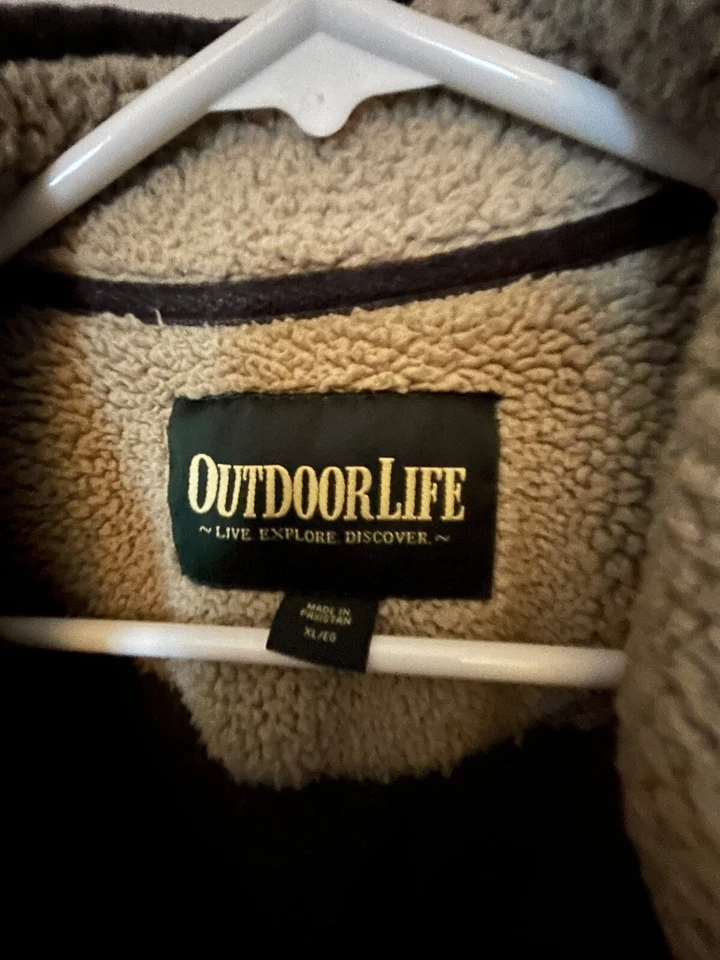 Outdoor Life Men’s Xl Half Zip Sweater Brown Sherpa Lined Collar Side Pockets - Image 2 of 2
