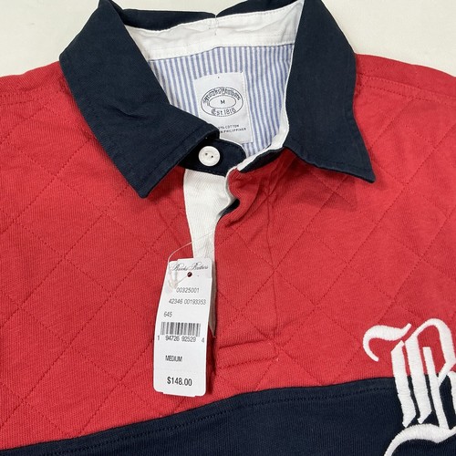 Brooks Brothers Quilted Logo Rugby Red Blue Cotton Rugby Shirt Men’s M New $148 - Picture 2 of 16