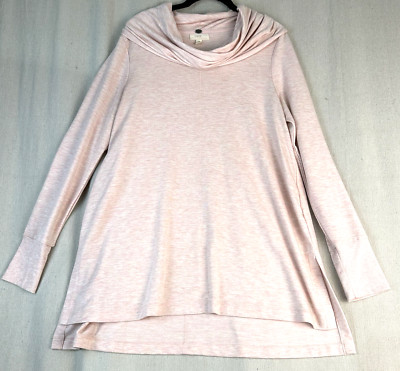 CUPIO | Women Blush Pink Large Knit Cowl Neck Top Shirt Long Sleeve Hi Low Tunic